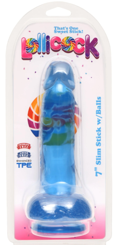 Dildo con Testículos Slim Stick Berry Ice Lollicock 18cm