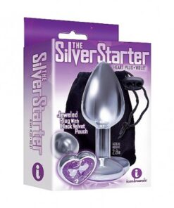 Plug Anal Metálico Plata Joya Corazón Violeta The Silver Starter 8cm The 9's