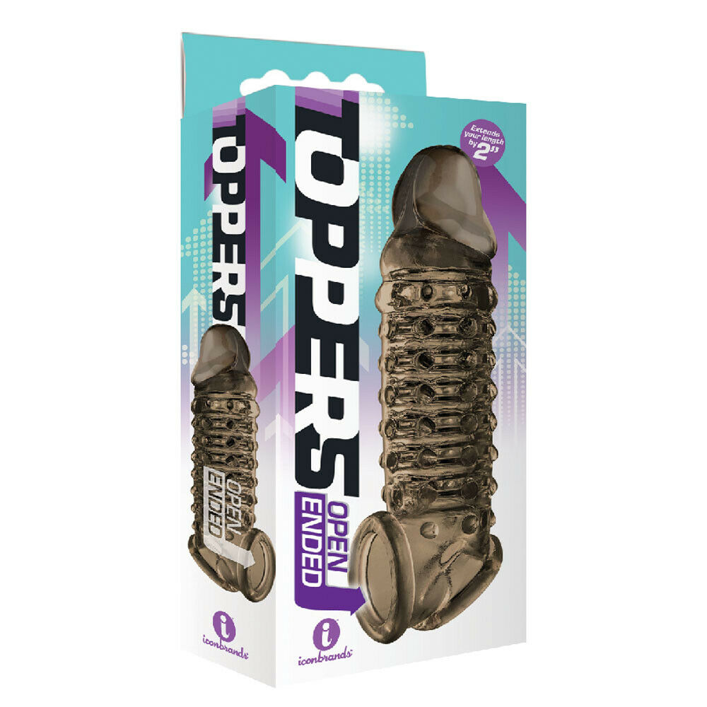 The 9’s,Toppers Open Ended, Ribbed and Nubbed Penis Extender, Smoke