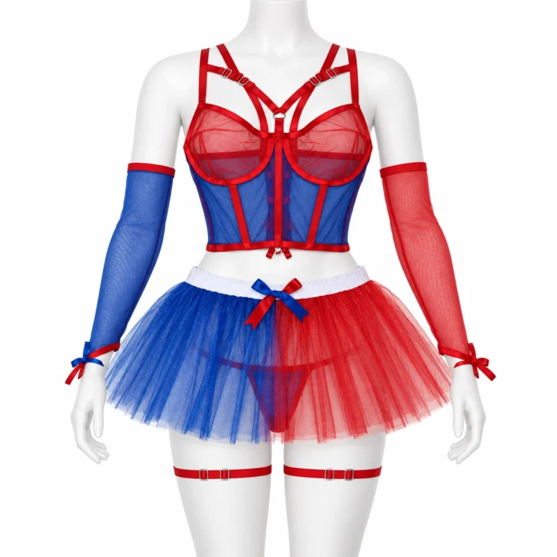 Disfraz Harley Quinn Tutu — vista frontal en maniquí